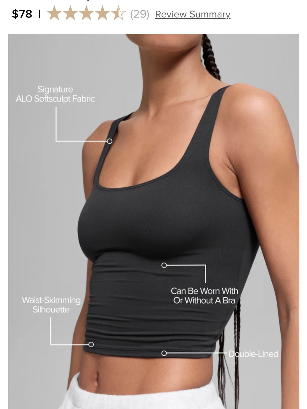 ALO Yoga Women's Softsculpt Precision Scoop Neck Tank - Black Medium